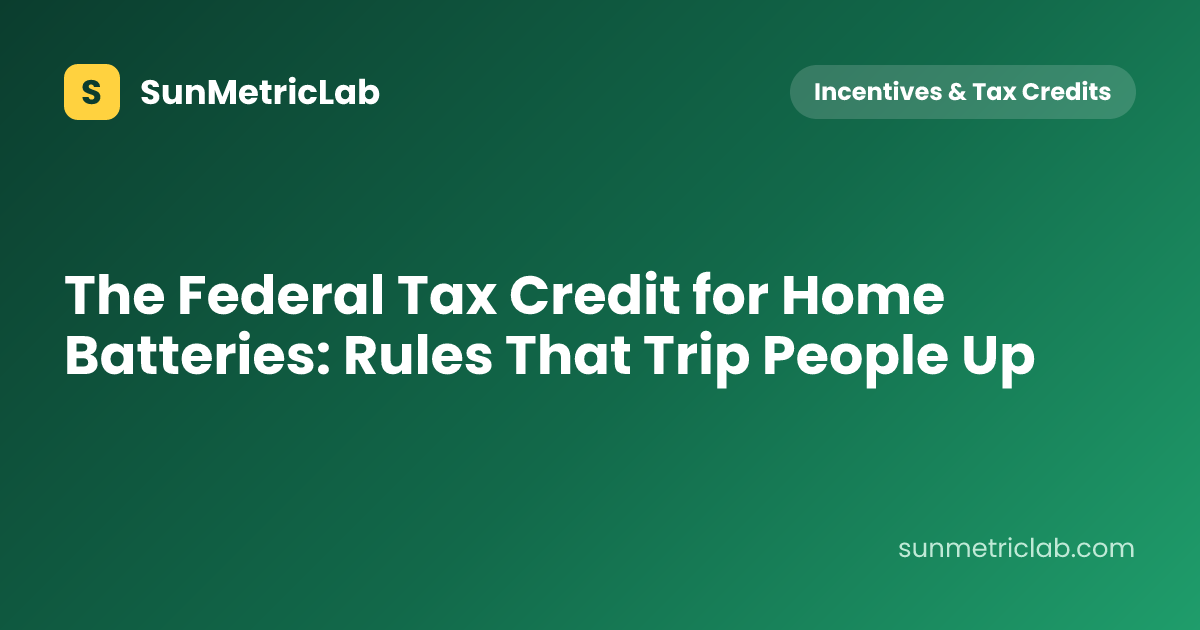 The Federal Tax Credit for Home Batteries: Rules That Trip People Up