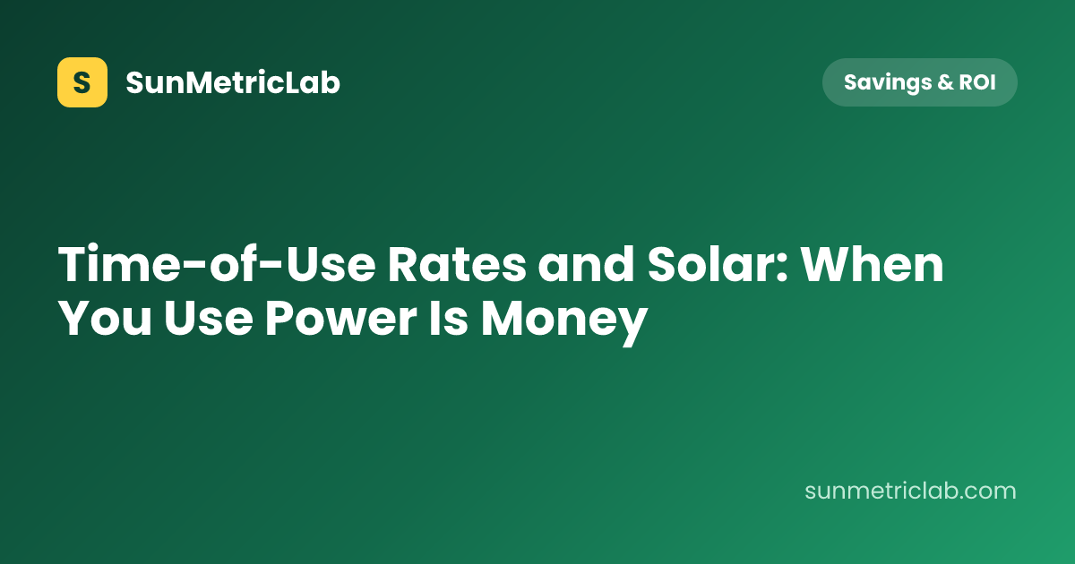 Time-of-Use Rates and Solar: When You Use Power Is Money